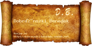 Dobránszki Benedek névjegykártya